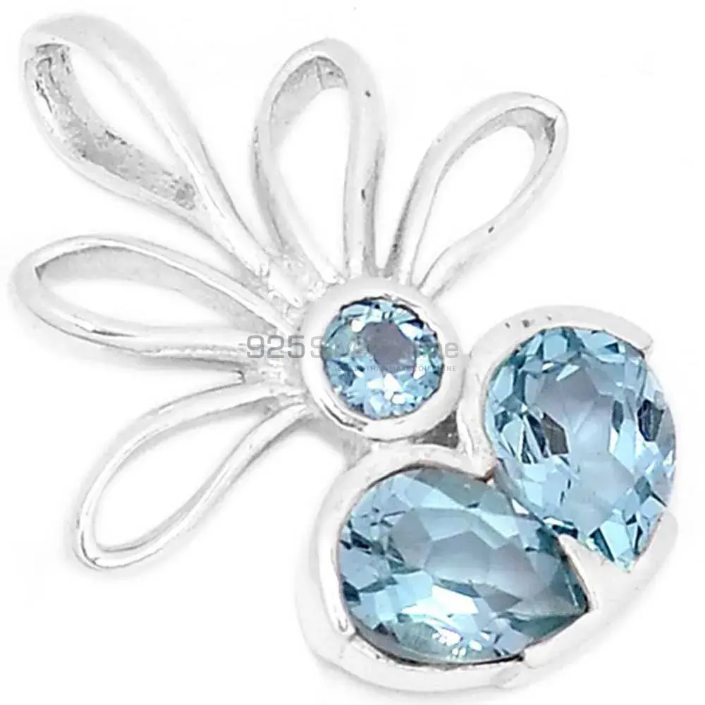 925 Sterling Silver Handmade Pendants In Blue Topaz Gemstone Jewelry 925SP268-2_0