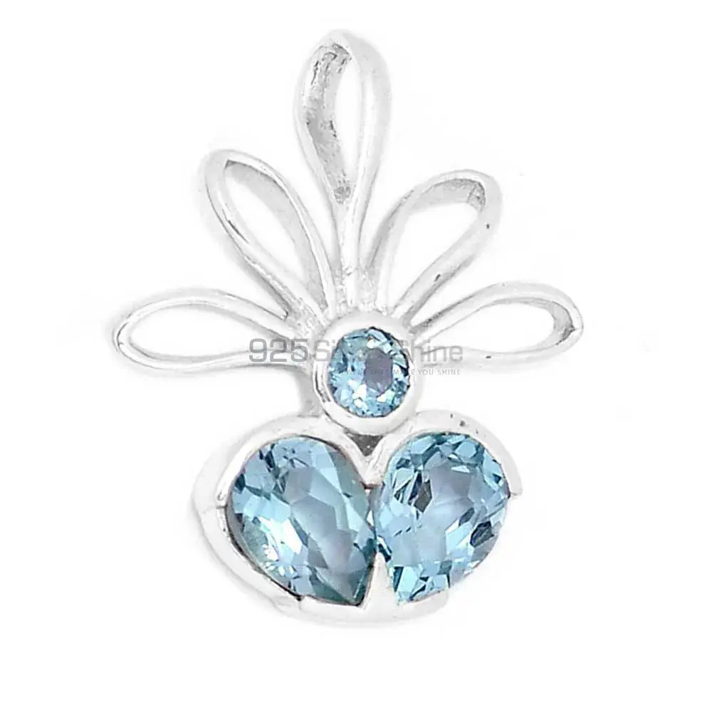 925 Sterling Silver Handmade Pendants In Blue Topaz Gemstone Jewelry 925SP268-2_2