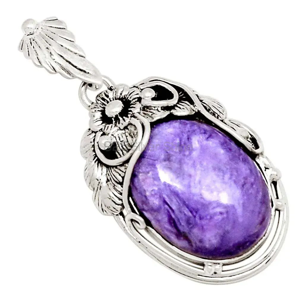 925 Sterling Silver Handmade Pendants In Charoite Gemstone Jewelry 925SP202-2