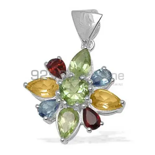 925 Sterling Silver Handmade Pendants In Multi Gemstone Jewelry 925SP1416