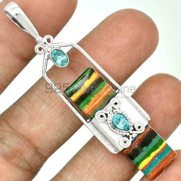 925 Sterling Silver Handmade Pendants In Multi Gemstone Jewelry 925SP61-1_0