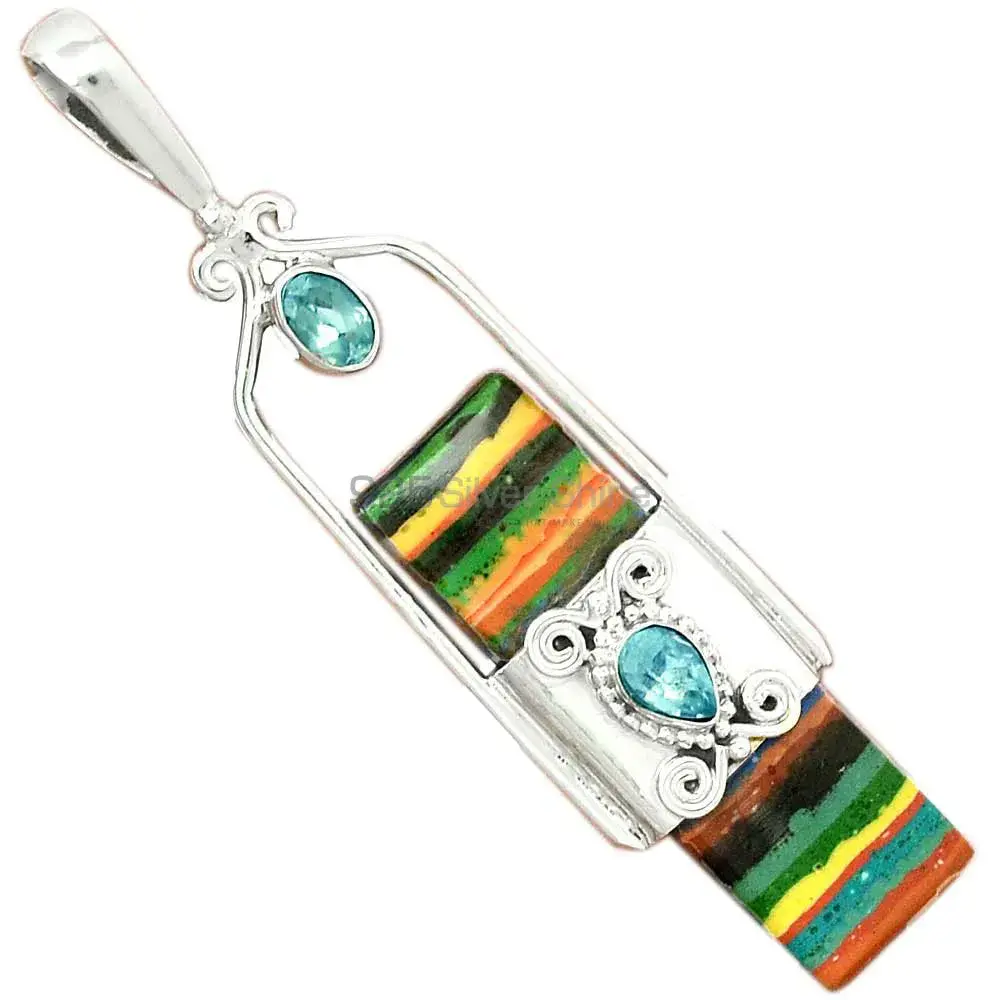 925 Sterling Silver Handmade Pendants In Multi Gemstone Jewelry 925SP61-1_1