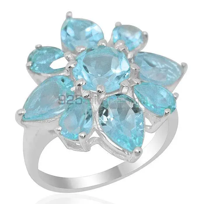 925 Sterling Silver Handmade Rings Exporters In Blue Topaz Gemstone Jewelry 925SR2033
