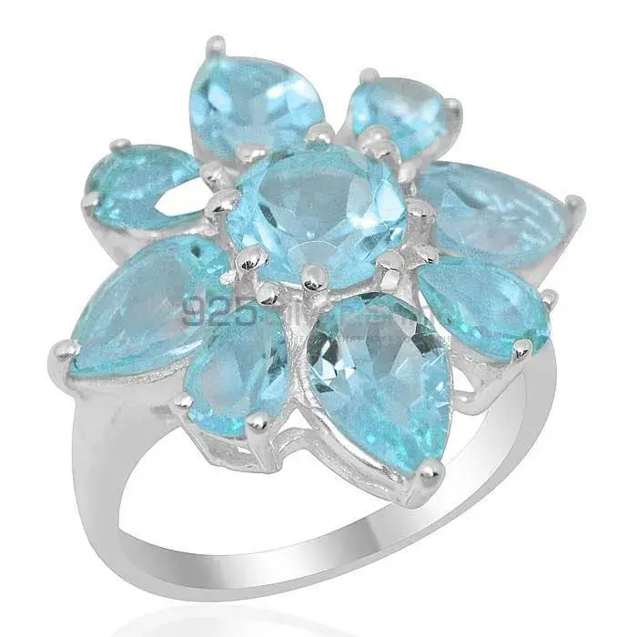 925 Sterling Silver Handmade Rings In Blue Topaz Gemstone Jewelry 925SR2033_0