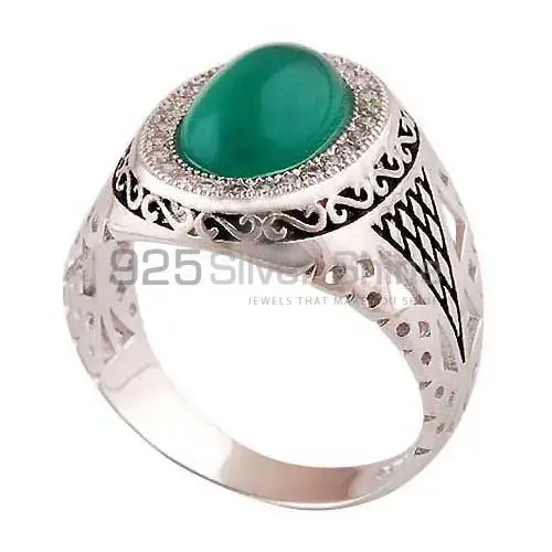 925 Sterling Silver Handmade Rings Exporters In Green Onyx Gemstone Jewelry 925SR3988