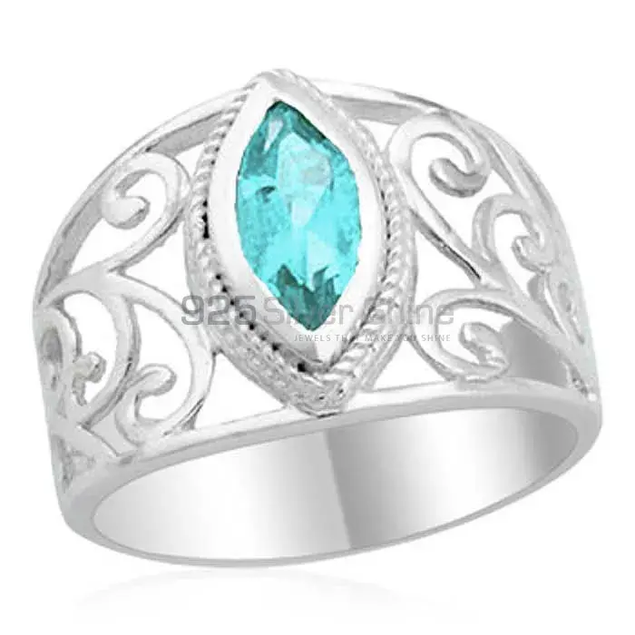 925 Sterling Silver Handmade Rings In Blue Topaz Gemstone Jewelry 925SR1806_0