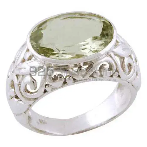 925 Silver Green Amethyst Cut Stone Rings 925SR3398