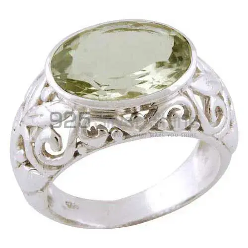 925 Silver Green Amethyst Cut Stone Rings 925SR3398_0