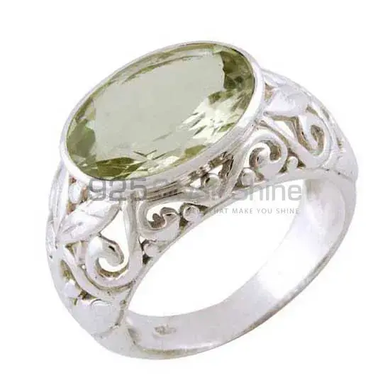 925 Silver Green Amethyst Cut Stone Rings 925SR3398_0