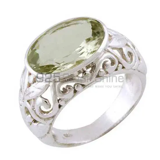 925 Silver Green Amethyst Cut Stone Rings 925SR3398_1