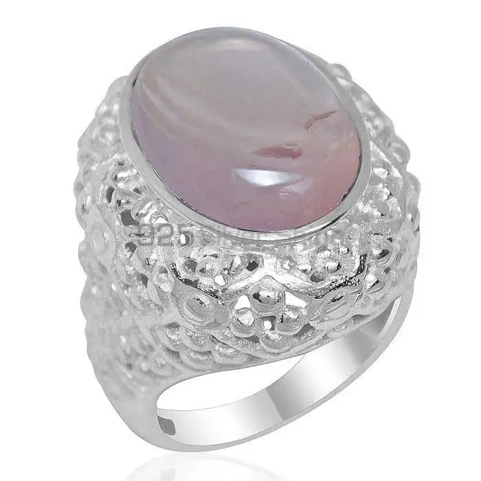 925 Sterling Silver Handmade Rings In Rose Quartz Gemstone Jewelry 925SR1952_0