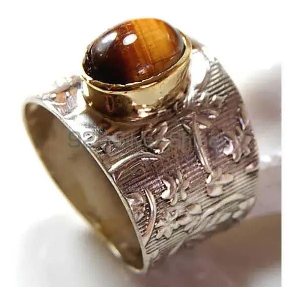 925 Sterling Silver Handmade Rings In Tiger's Eye Gemstone Jewelry 925SR3713_0