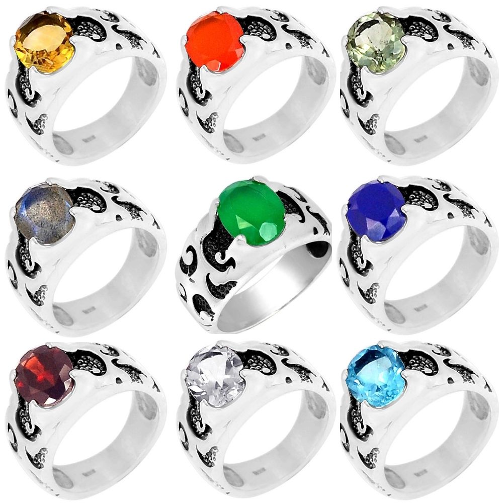 925 Sterling Silver Handmade Rings In Blue Topaz Gemstone Jewelry 925SR966_2