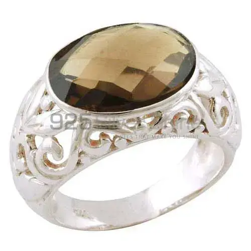 925 Sterling Silver Handmade Rings Suppliers In Smoky Quartz Gemstone Jewelry 925SR3399