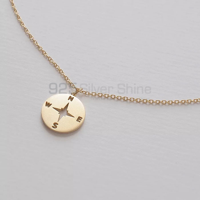 925 Sterling Silver Handmade Stylish Compass Minimalist Necklace COMN45