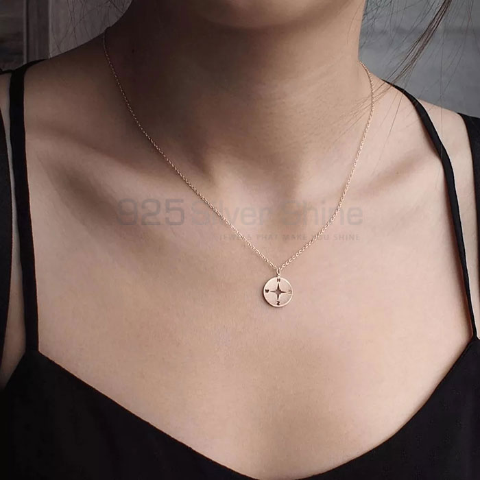 925 Sterling Silver Handmade Compass Minimalist Necklace COMN45_0