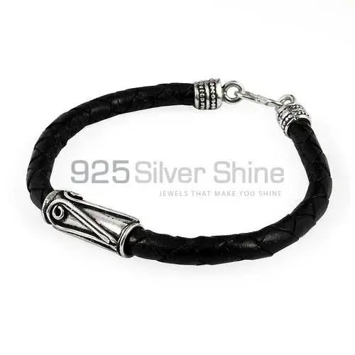 925 Sterling Silver Leather Bracelets Jewelry 925SB316