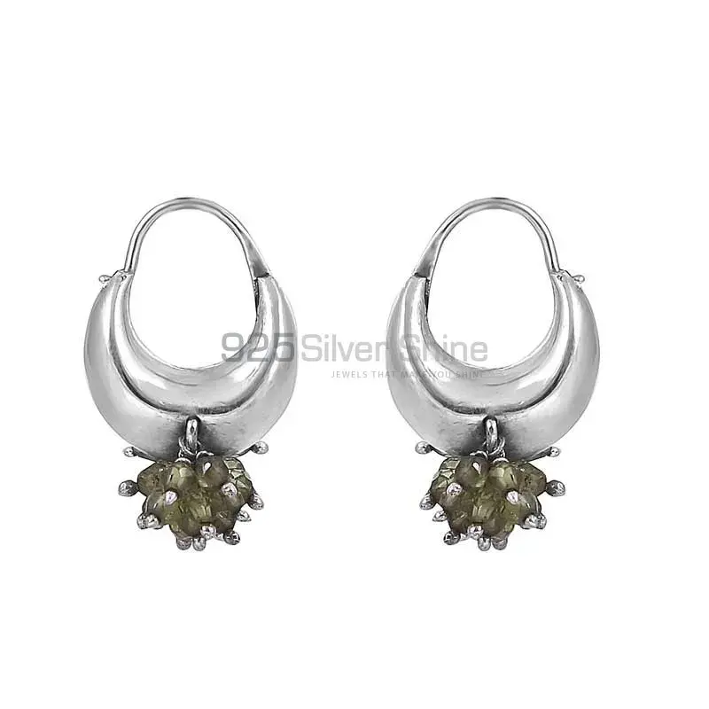 925 Sterling Silver Natural Peridot Roundel Silver Earring Jewelry 925SE144_0