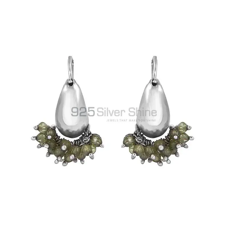 925 Sterling Silver Natural Peridot Roundel Silver Earring Jewelry 925SE144_1
