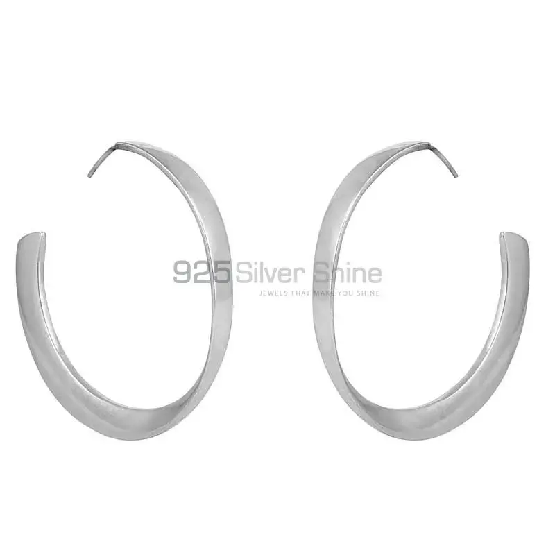 925 Sterling Silver Plain Silver Earring Jewelry 925SE147_0