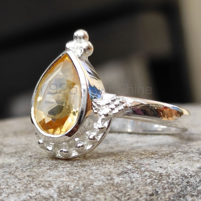 Pear Citrine Gemstone Sterling Silver Rings SSR11_0