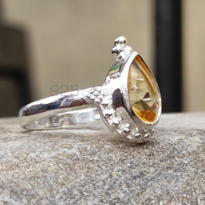 Pear Citrine Gemstone Sterling Silver Rings SSR11_1