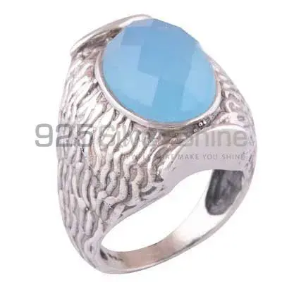 925 Sterling Silver Rings Exporters In Genuine Chalcedony Gemstone 925SR3534