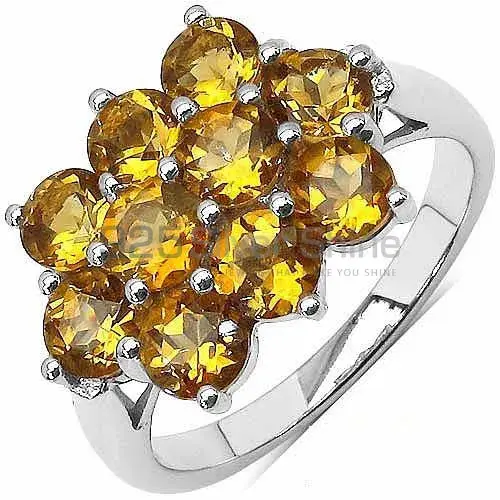 925 Sterling Silver Rings Exporters In Genuine Citrine Gemstone 925SR3045