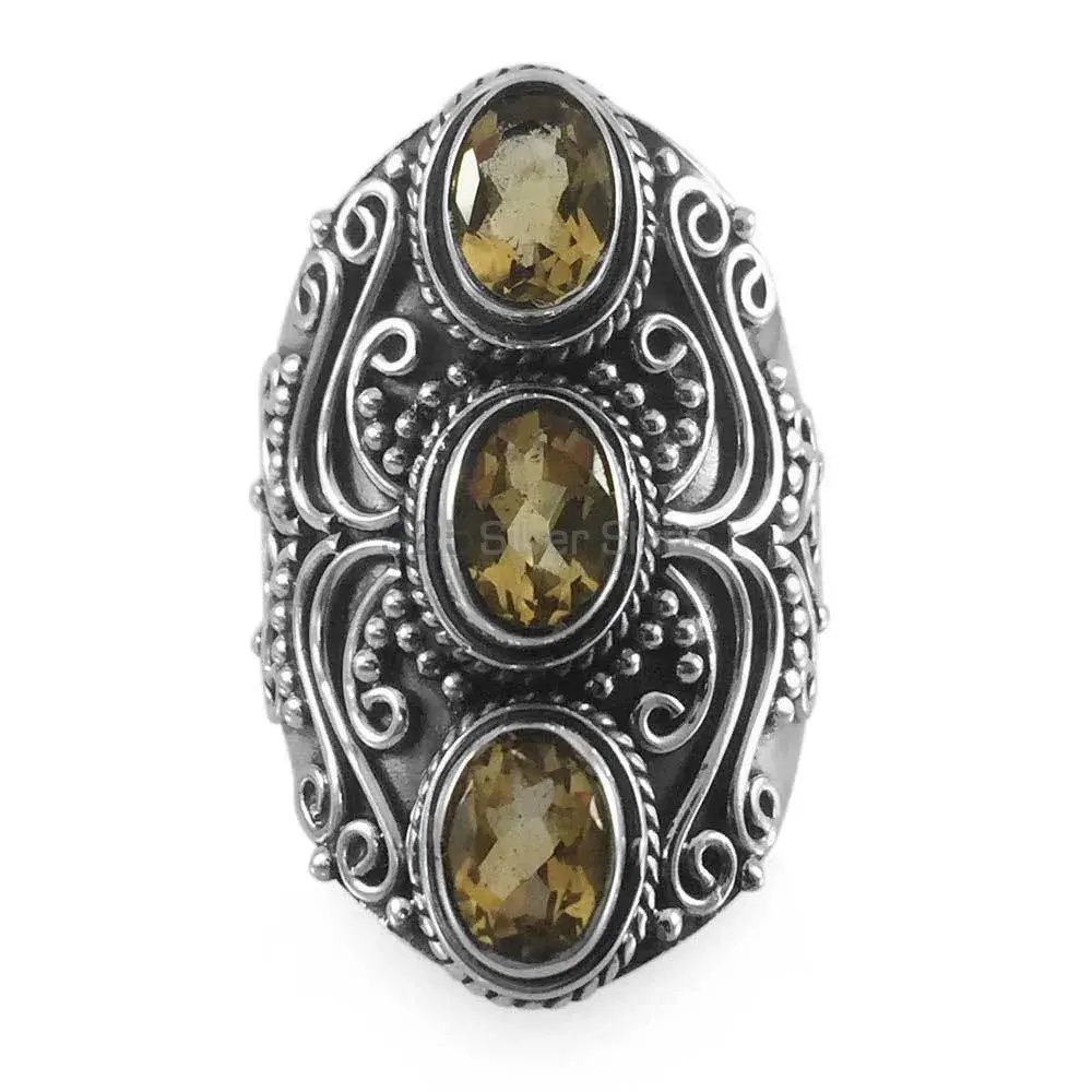 925 Sterling Silver Rings Exporters In Genuine Citrine Gemstone 925SR3849