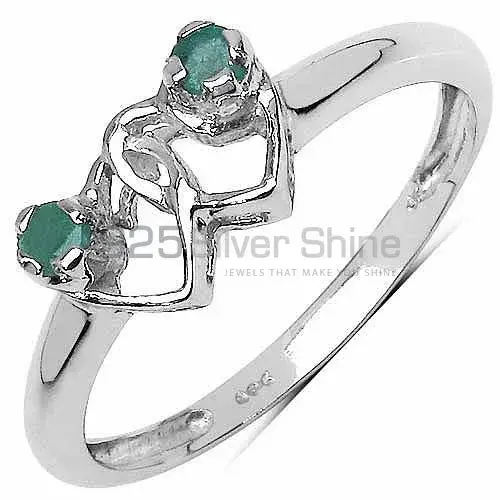 925 Sterling Silver Rings Exporters In Genuine Dyed Emerald Gemstone 925SR3124