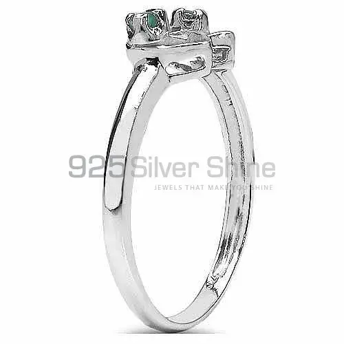 925 Sterling Silver Rings In Genuine Dyed Emerald Gemstone 925SR3124_0