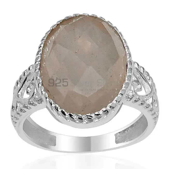 925 Sterling Silver Rings Exporters In Genuine Rose Quartz Gemstone 925SR1626