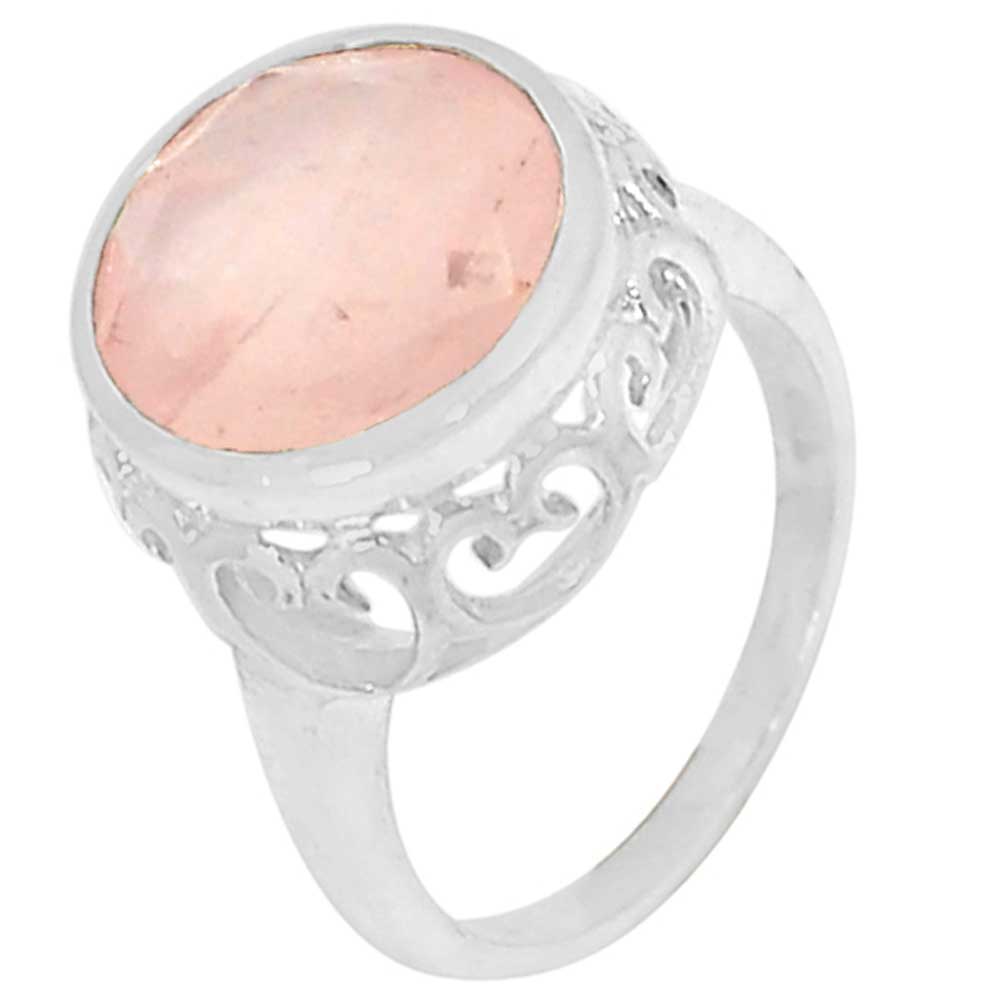 925 Sterling Silver Rings In Genuine Rose Quartz Gemstone 925SR943_0