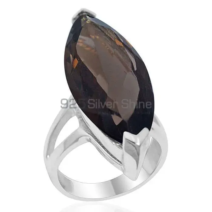 925 Sterling Silver Rings Exporters In Genuine Smoky Quartz Gemstone 925SR1930