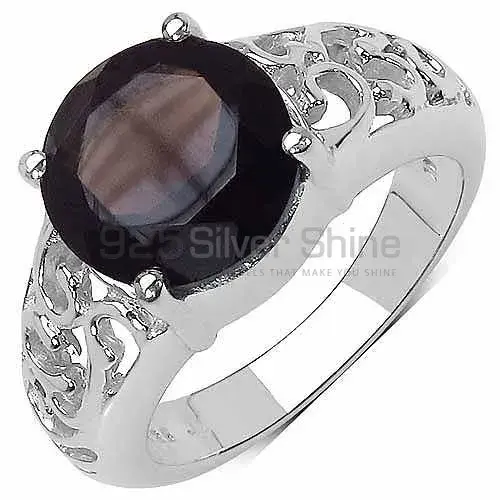 925 Sterling Silver Rings Exporters In Genuine Smoky Quartz Gemstone 925SR3218