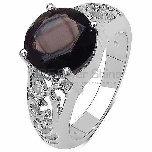 925 Sterling Silver Rings Exporters In Genuine Smoky Quartz Gemstone 925SR3218_0