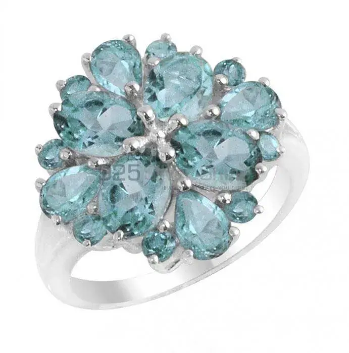 925 Sterling Silver Rings Exporters In Natural Blue Topaz Gemstone 925SR2165