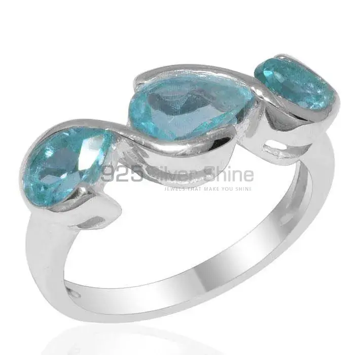 925 Sterling Silver Rings Exporters In Semi Precious Blue Topaz Gemstone 925SR2008