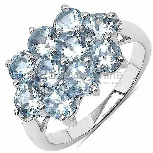 925 Sterling Silver Rings Exporters In Semi Precious Blue Topaz Gemstone 925SR3044