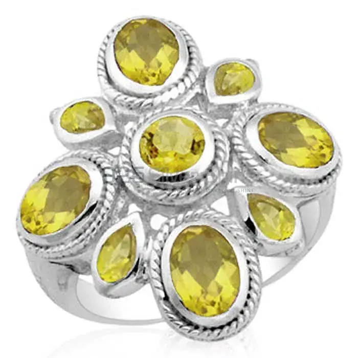 925 Sterling Silver Rings Exporters In Semi Precious Lemon Quartz Gemstone 925SR1783