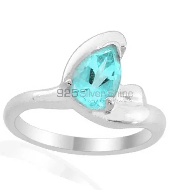 925 Sterling Silver Rings In Genuine Blue Topaz Gemstone 925SR1982_1
