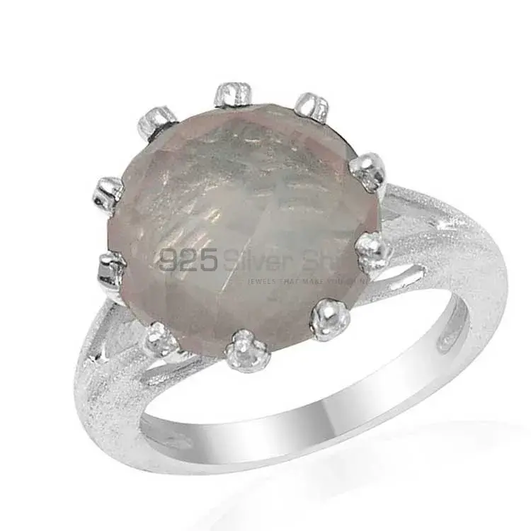 925 Sterling Silver Rings In Genuine Rose Quartz Gemstone 925SR1599_1