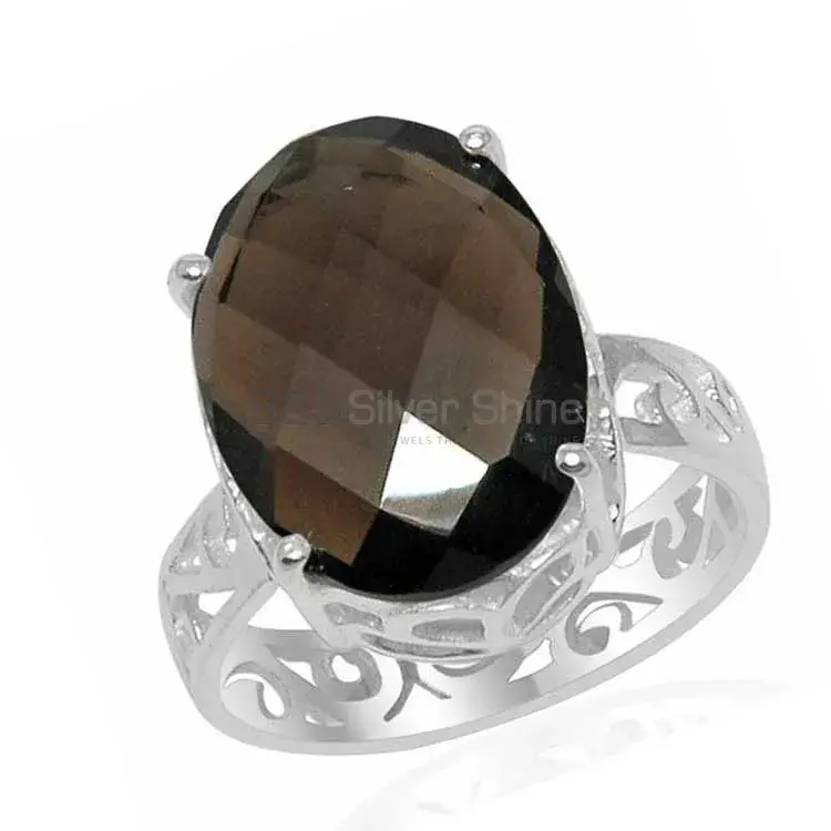 925 Sterling Silver Rings In Genuine Smoky Quartz Gemstone 925SR1520_0