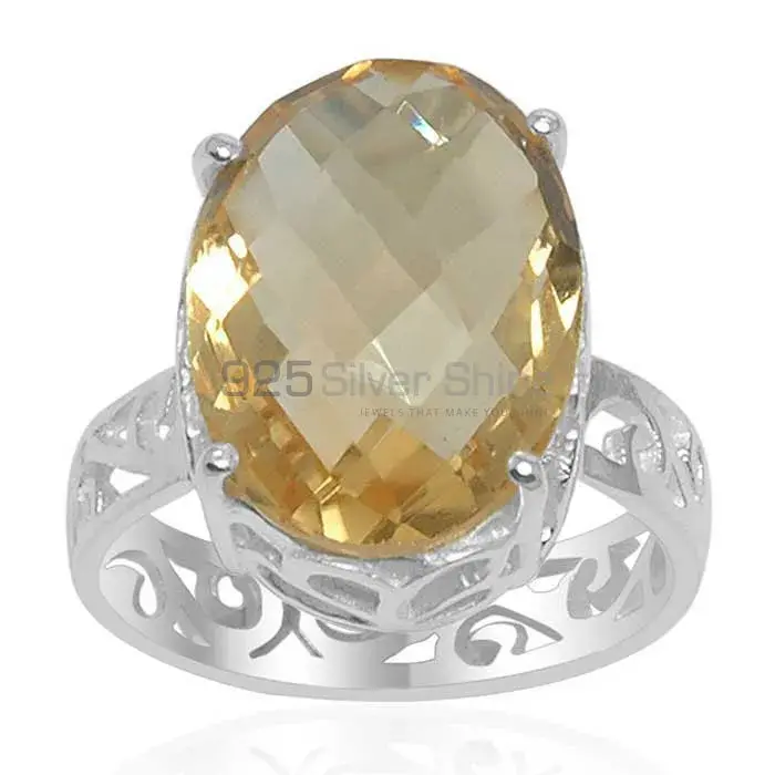 Oval Cut Filigree Citrine Silver Rings 925SR1518