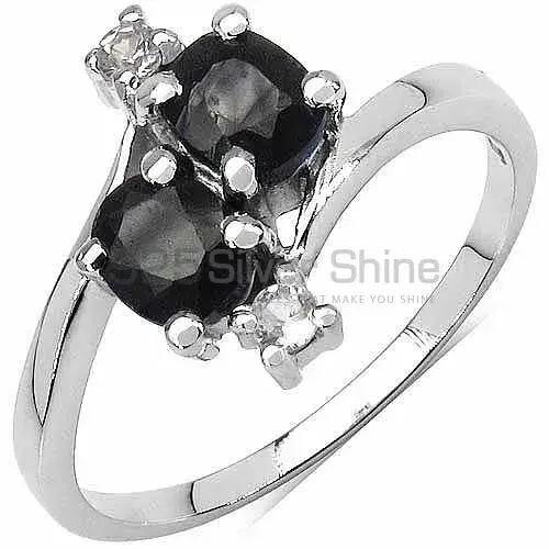 925 Sterling Silver Rings In Natural Dyed Black Sapphire Gemstone 925SR3174