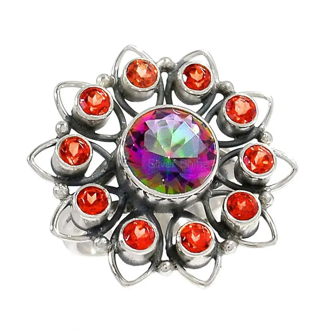 925 Sterling Silver Rings In Natural Mystic Topaz Gemstone 925SR2217_1