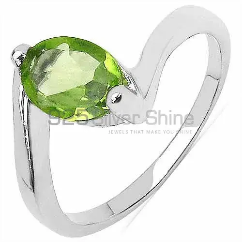 Peridot Gemstone Sterling Silver Anniversary Rings For Women 925SR3175