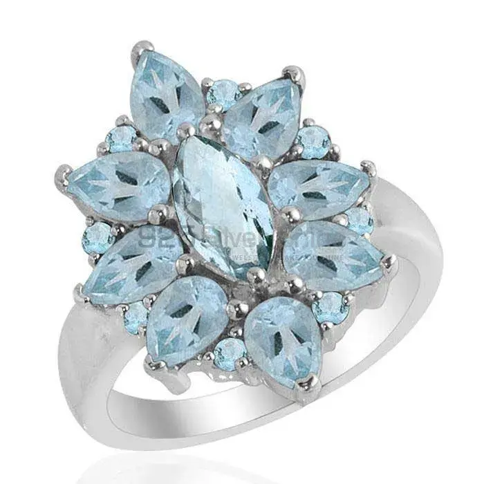 925 Sterling Silver Rings In Genuine Blue Topaz Gemstone 925SR2170