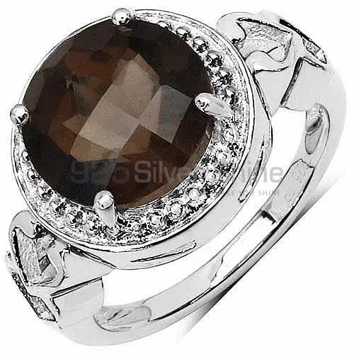 925 Sterling Silver Rings In Genuine Smoky Quartz Gemstone 925SR3379_0