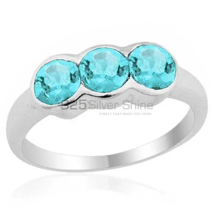 925 Sterling Silver Rings In Genuine Blue Topaz Gemstone 925SR1781